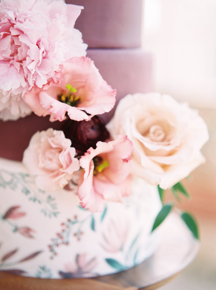 Marsala and floral wedding cake