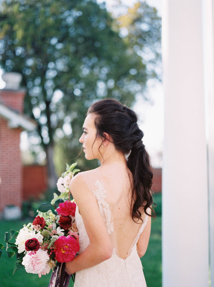 Low pony wedding hairstyle
