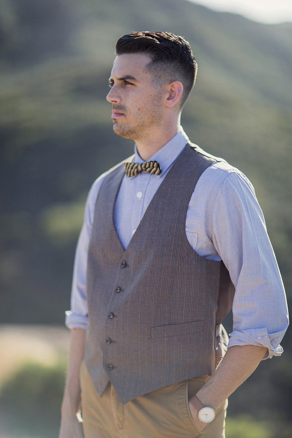 Vest and bowtie grooms attire Inspiration