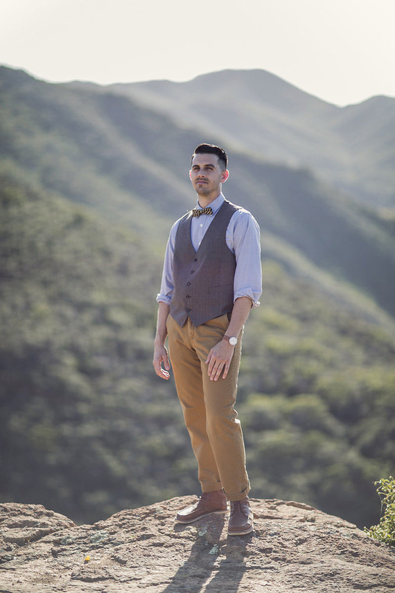 Vest and bowtie grooms attire