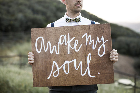 Wood and calligraphy signage