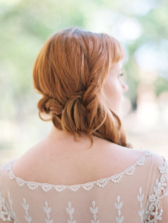 Relaxed side swoop bridal hairstyle