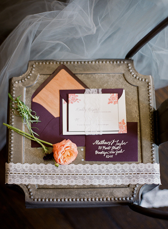 Purple and pink wedding invitations