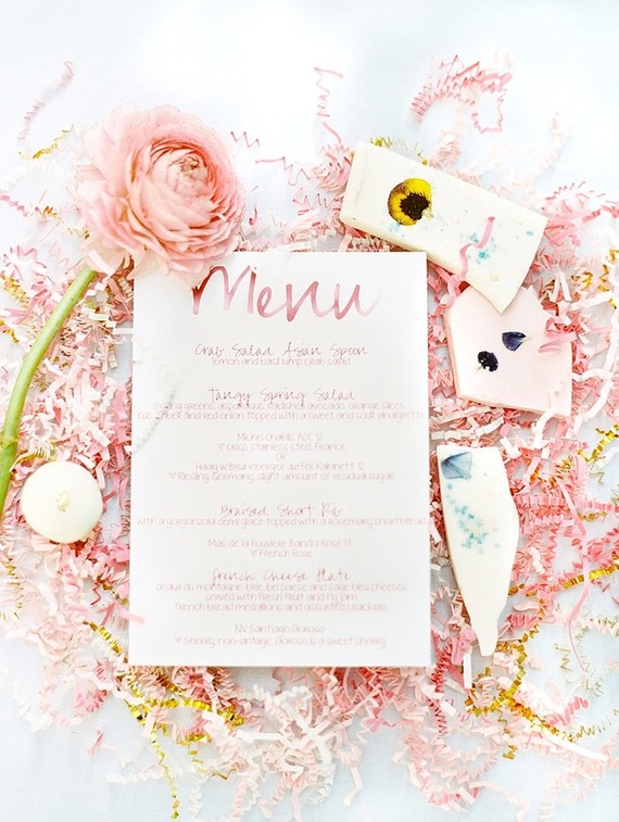 Modern pink bridal shower menu