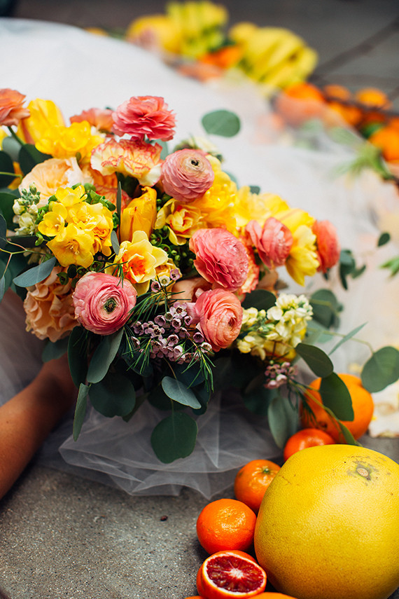 Citrus inspired wedding florals