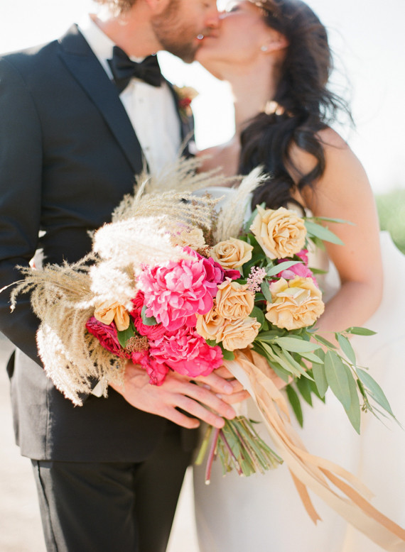 Pink and gold bridal bouquet