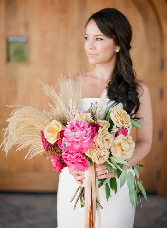 Pink and gold bridal bouquet