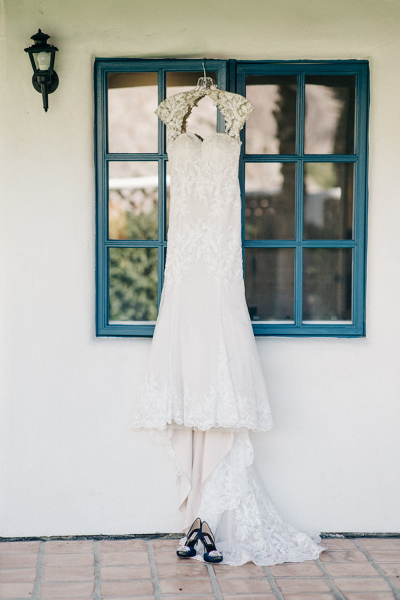 White lace Watters wedding dress