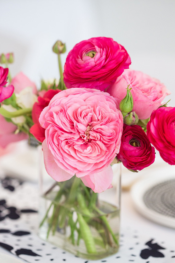 Bright pink floral centerpiece