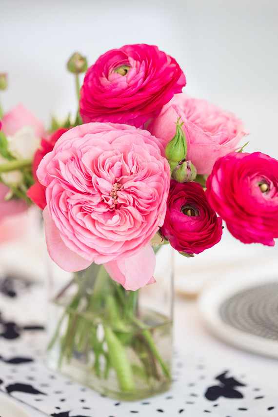 Bright pink floral centerpiece