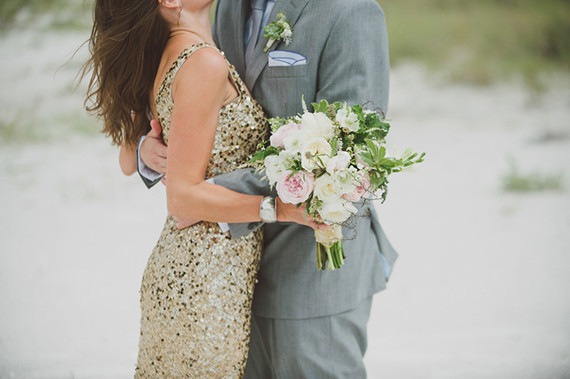 Gold and mint wedding portrait