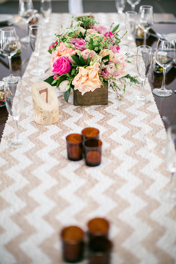 Beige chevron tablescape