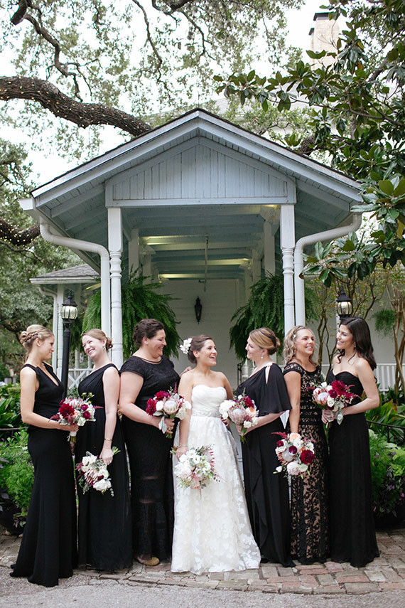 Bridal party in black dresses
