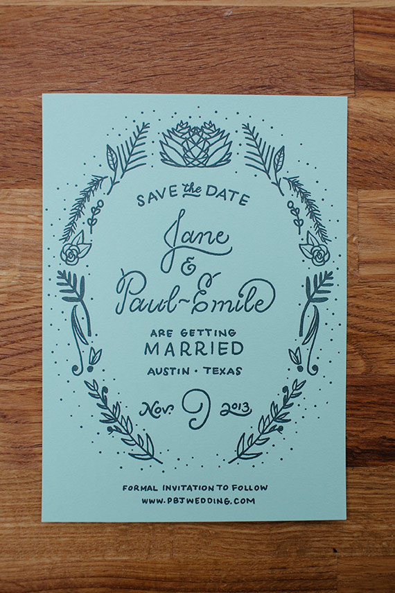 Blue wedding invitation