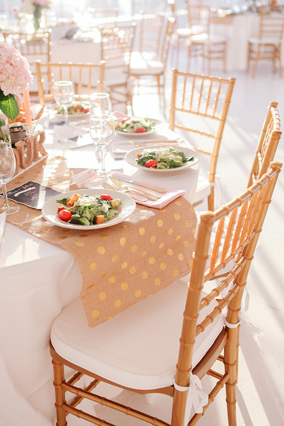Pink, gold and white place setting