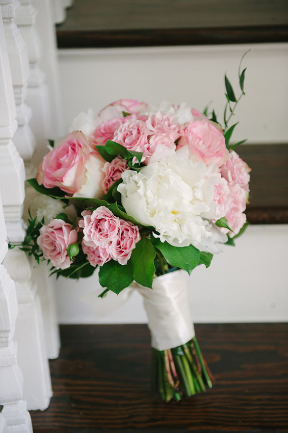 White peony and white rose bouquet