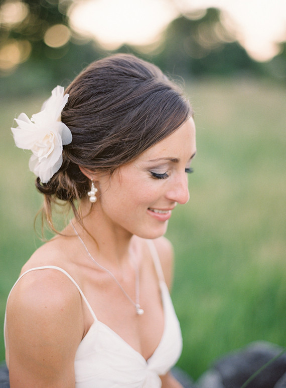 Bride hairstyle with white flower