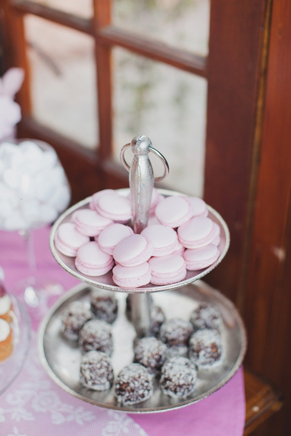 Pink and white dessert table
