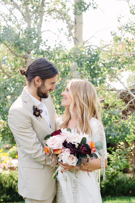 Backyard wedding portrait