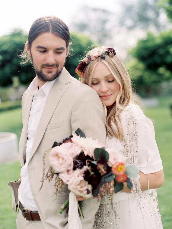Backyard wedding portrait