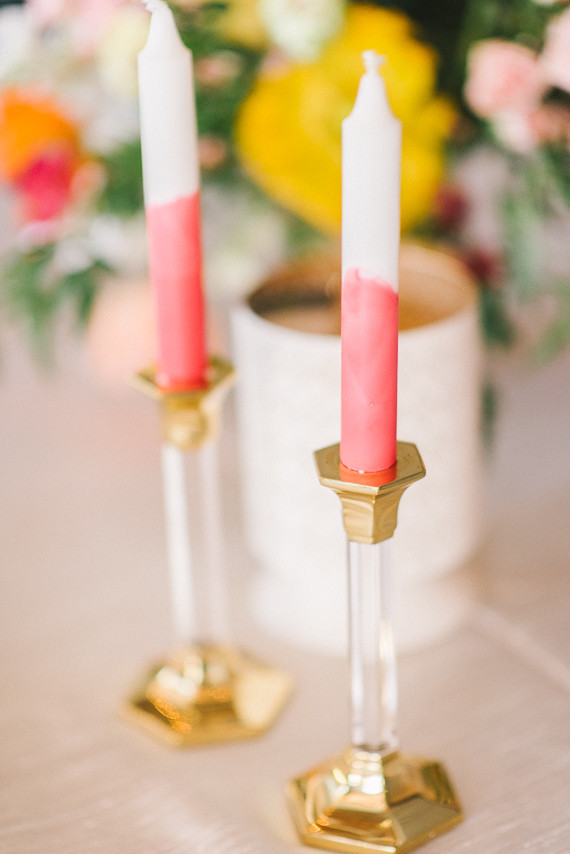 Pink and gold modern candlesticks