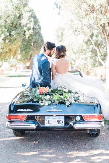 Vintage Mercedes wedding portrait