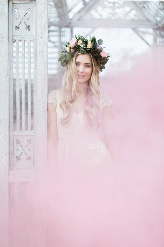 Pink smoke bomb portraits