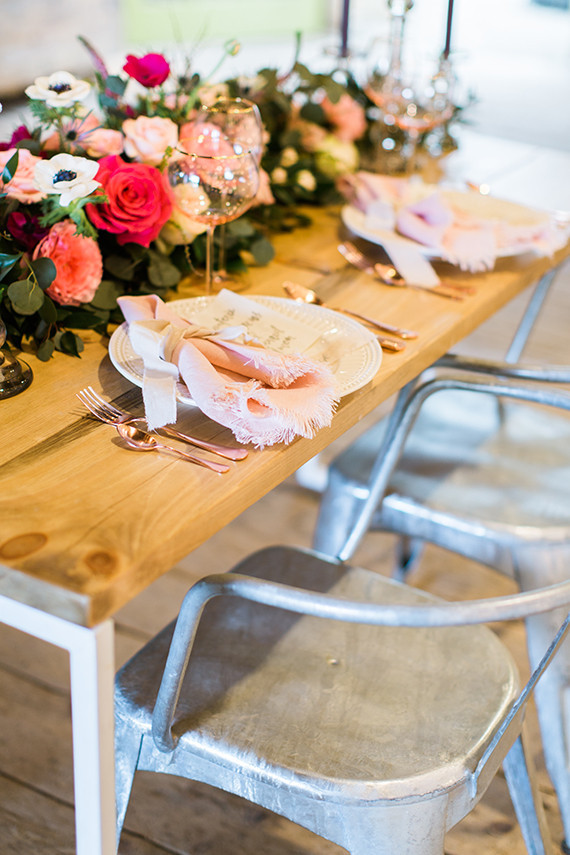 Pink and rose gold tablescape