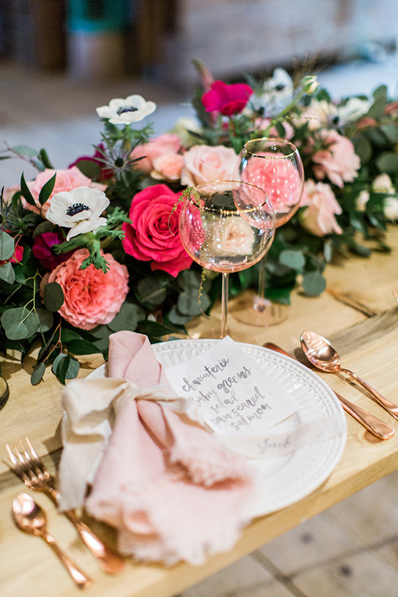 Pink and rose gold tablescape