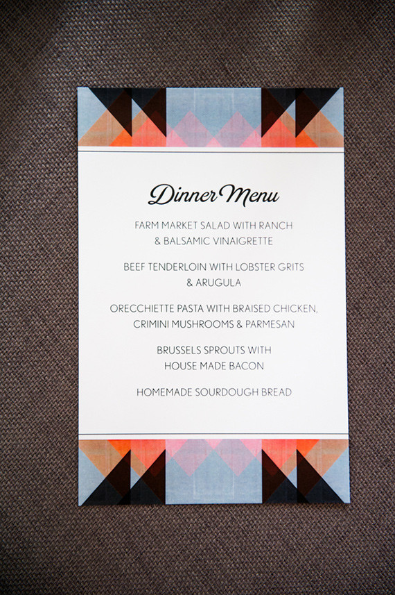 Modern geometric dinner menu