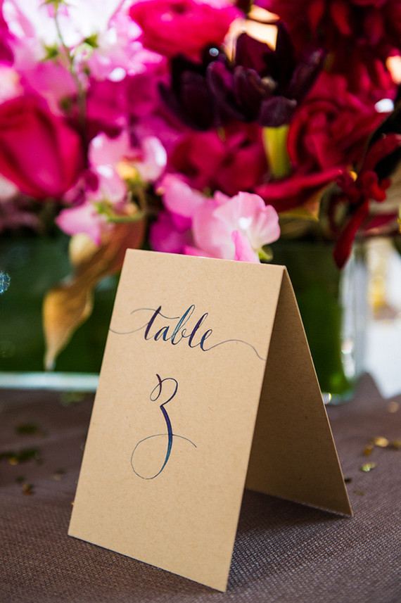 Calligraphy table number