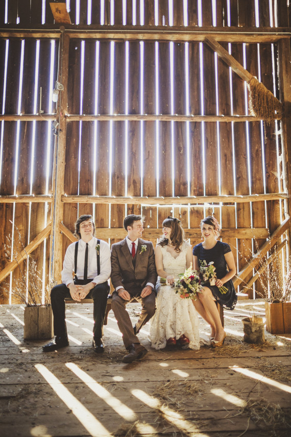 Barn wedding party