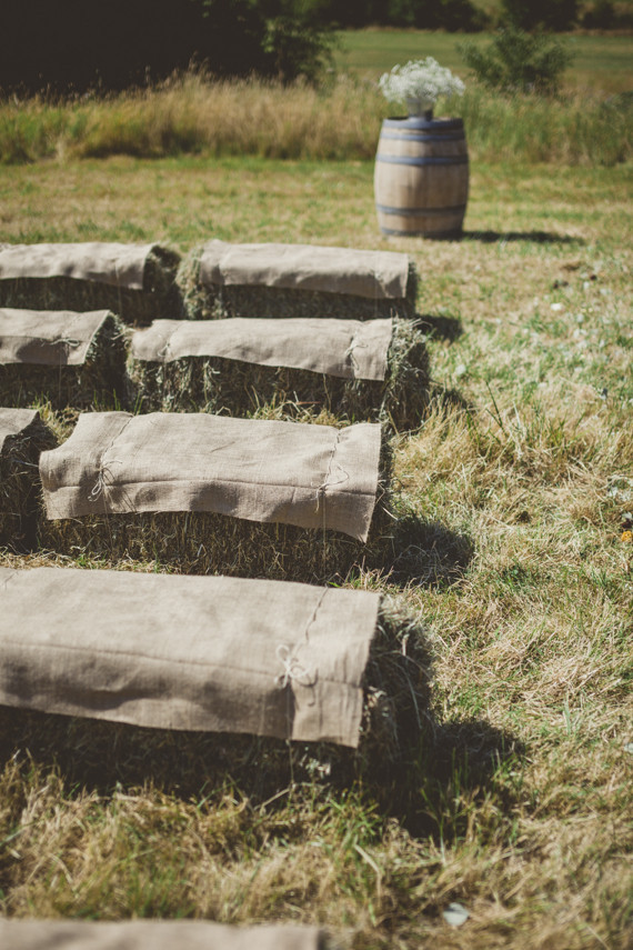 Farm wedding ceremony seating