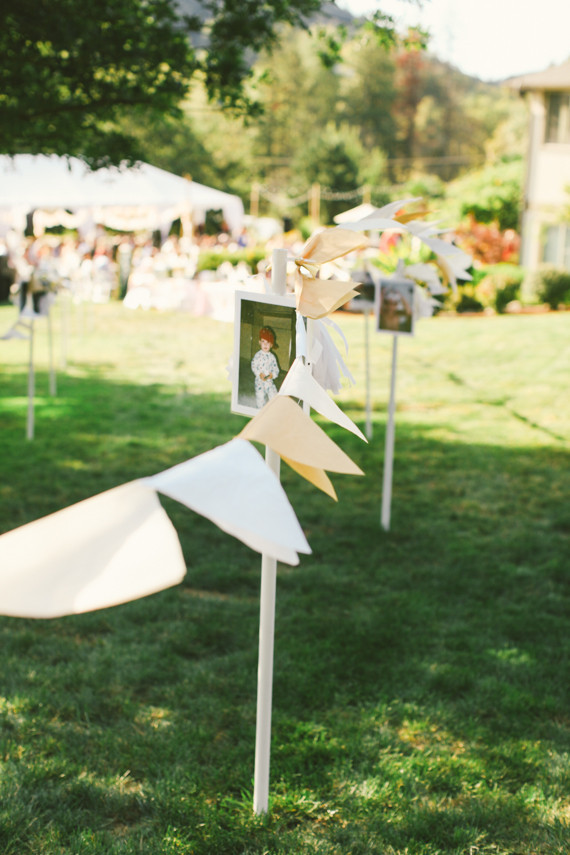 Blue and yellow outdoor wedding garland decor