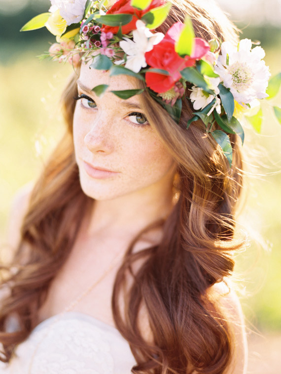 Bride with colorful flowercrown