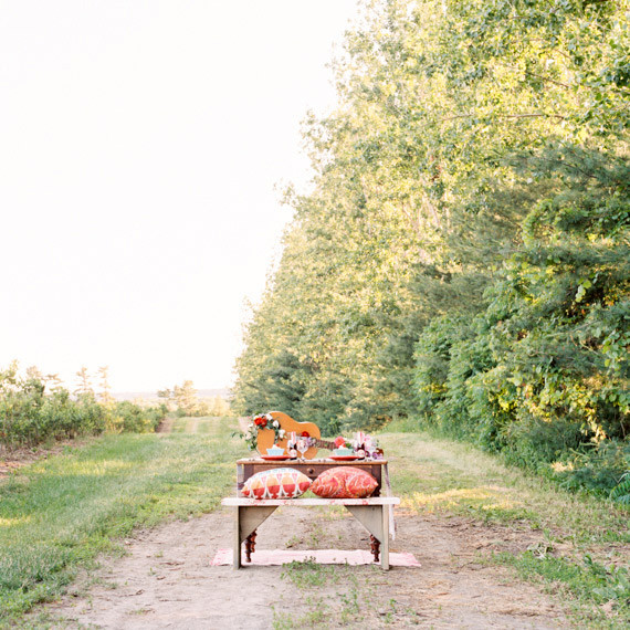 Strawberry farm wedding tablescape