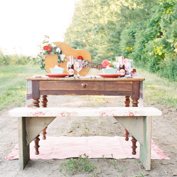 Strawberry farm wedding tablescape