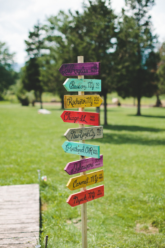 Colorful camp themed wedding signage