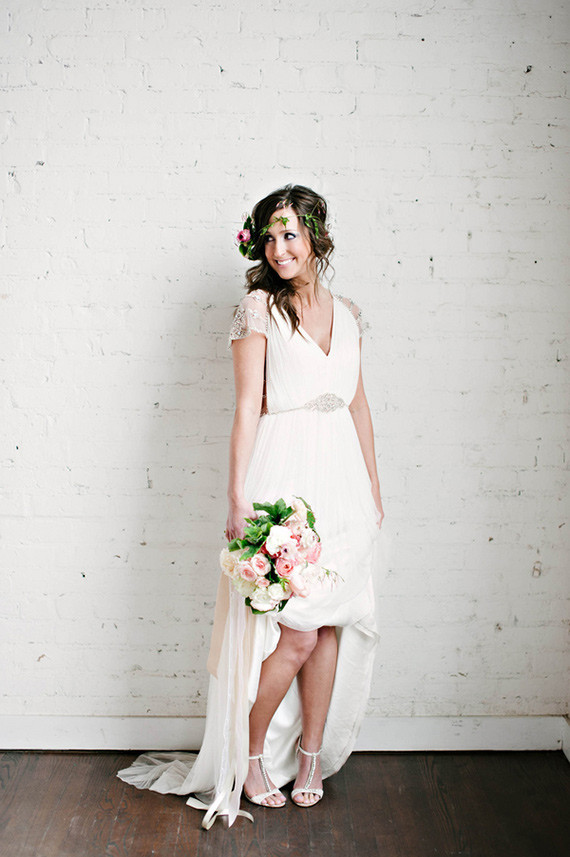 Organic spring bride with flower crown