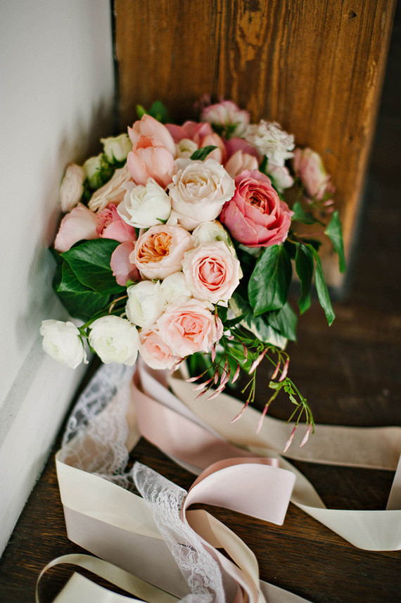 Pink and white organic spring bouquet