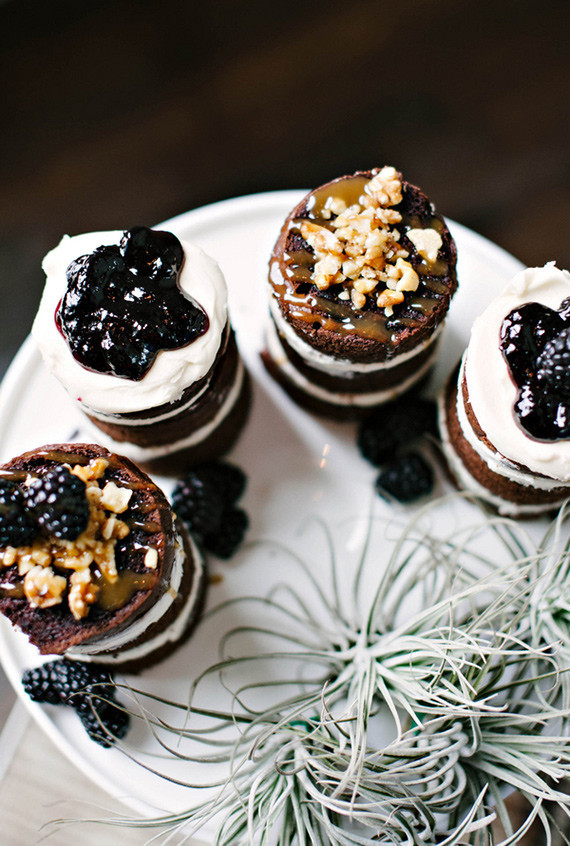 Mini berry naked cake dessert table