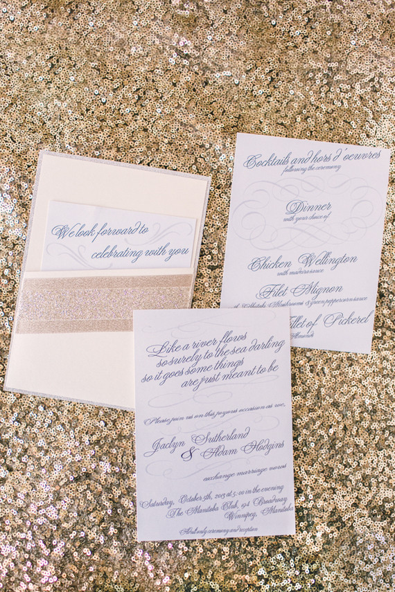 White and blue invitations