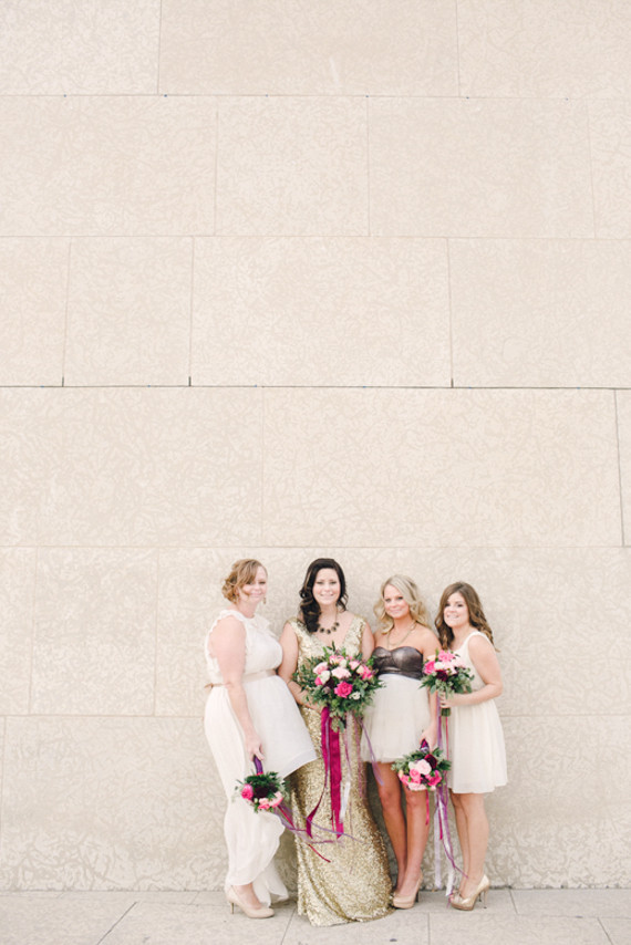 Gold and white bridesmaid dresses