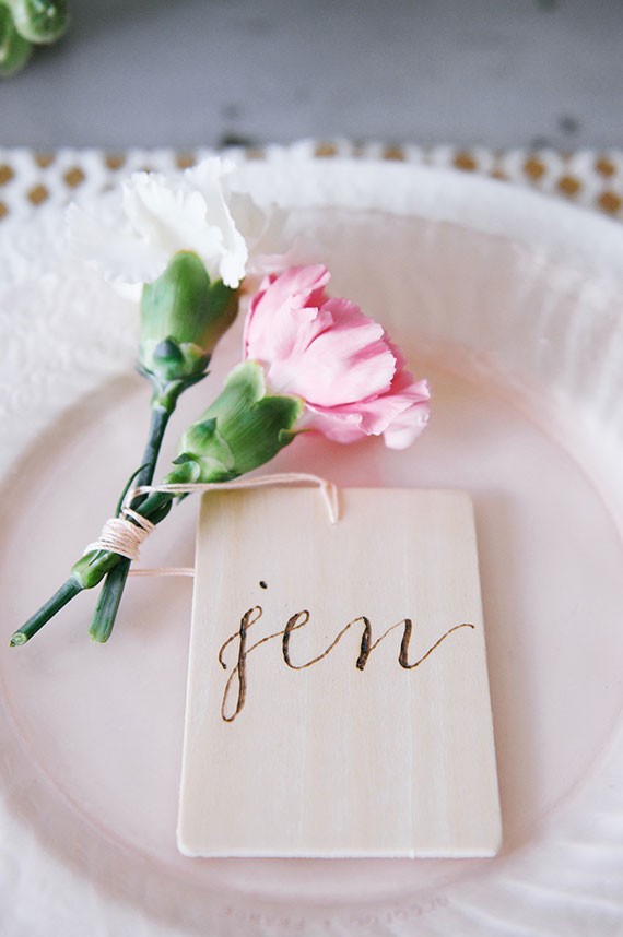 Wooden engraved escort card