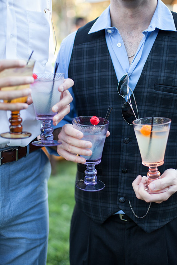 Colorful glassware with white sangria