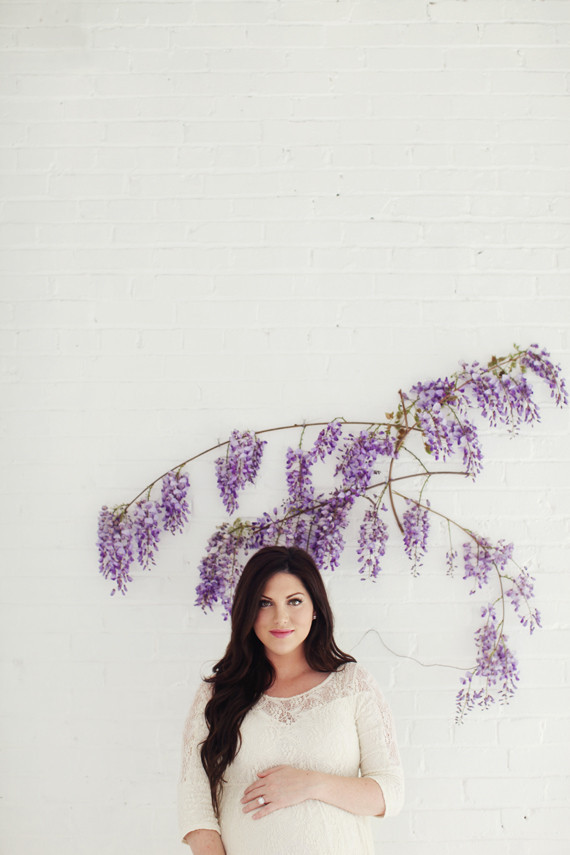 Floral studio maternity photos by Tracy Layne