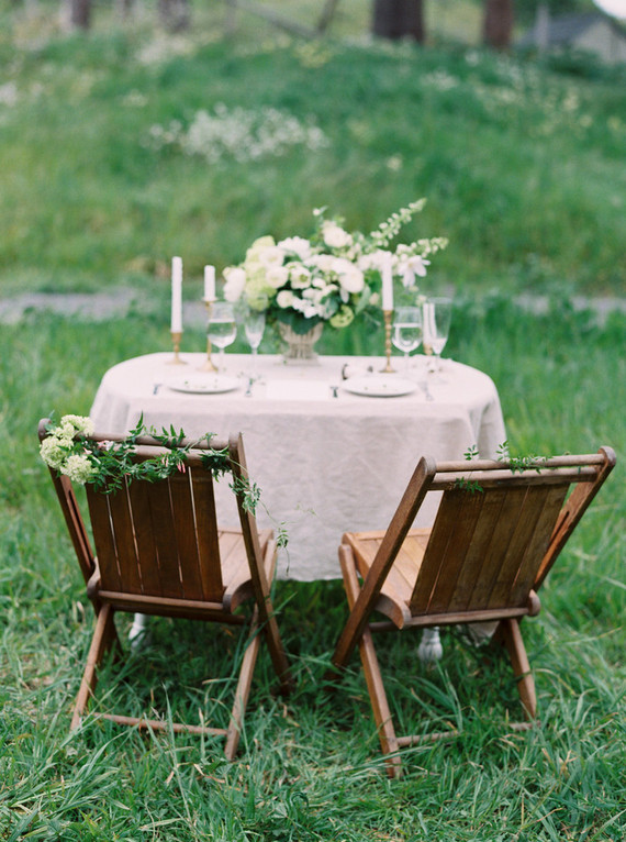 Organic green and gold wedding tablescape