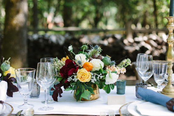 Outdoor dinner party florals
