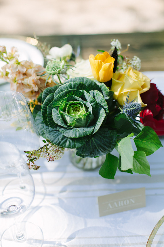 Outdoor dinner party florals