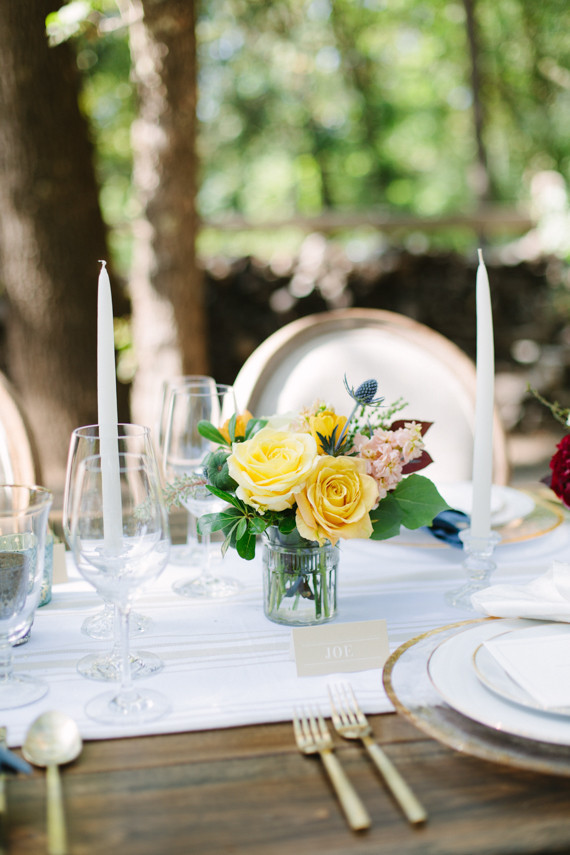 Outdoor dinner party florals